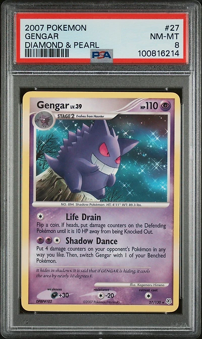 2007 Pokemon Diamond & Pearl 27 Gengar PSA 8