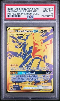 2021 Pokemon Sm Black Star Promo Sm248 Full Art/pikachu & Zekrom Gx Pikachu & Zekrom Gx Premium Collection PSA