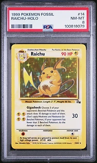 1999 Pokemon Fossil 14 Raichu-holo PSA