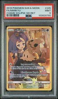 2019 Pokemon Sun & Moon Cosmic Eclipse 245 Full Art/mimikyu Secret PSA