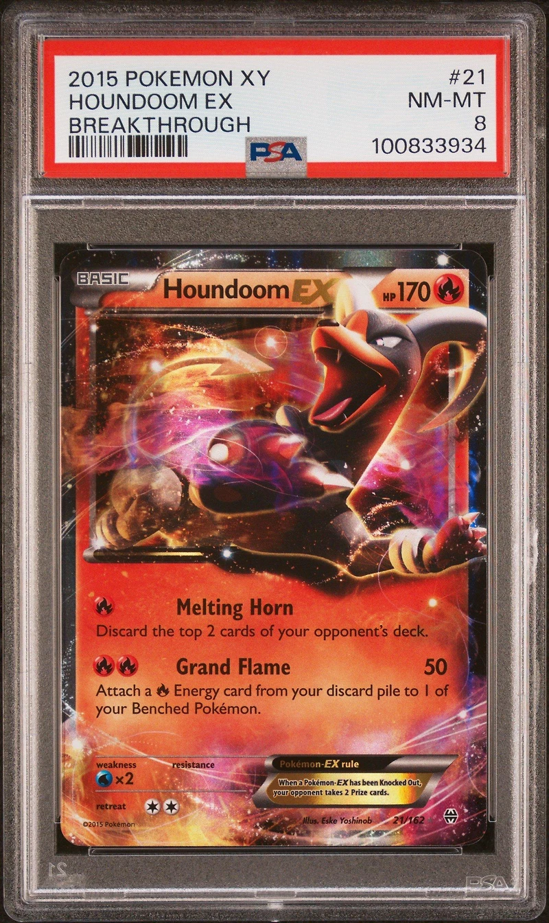 2015 Pokemon Xy Breakthrough 21 Houndoom Ex PSA 8