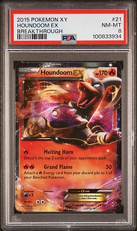 2015 Pokemon Xy Breakthrough 21 Houndoom Ex PSA 8