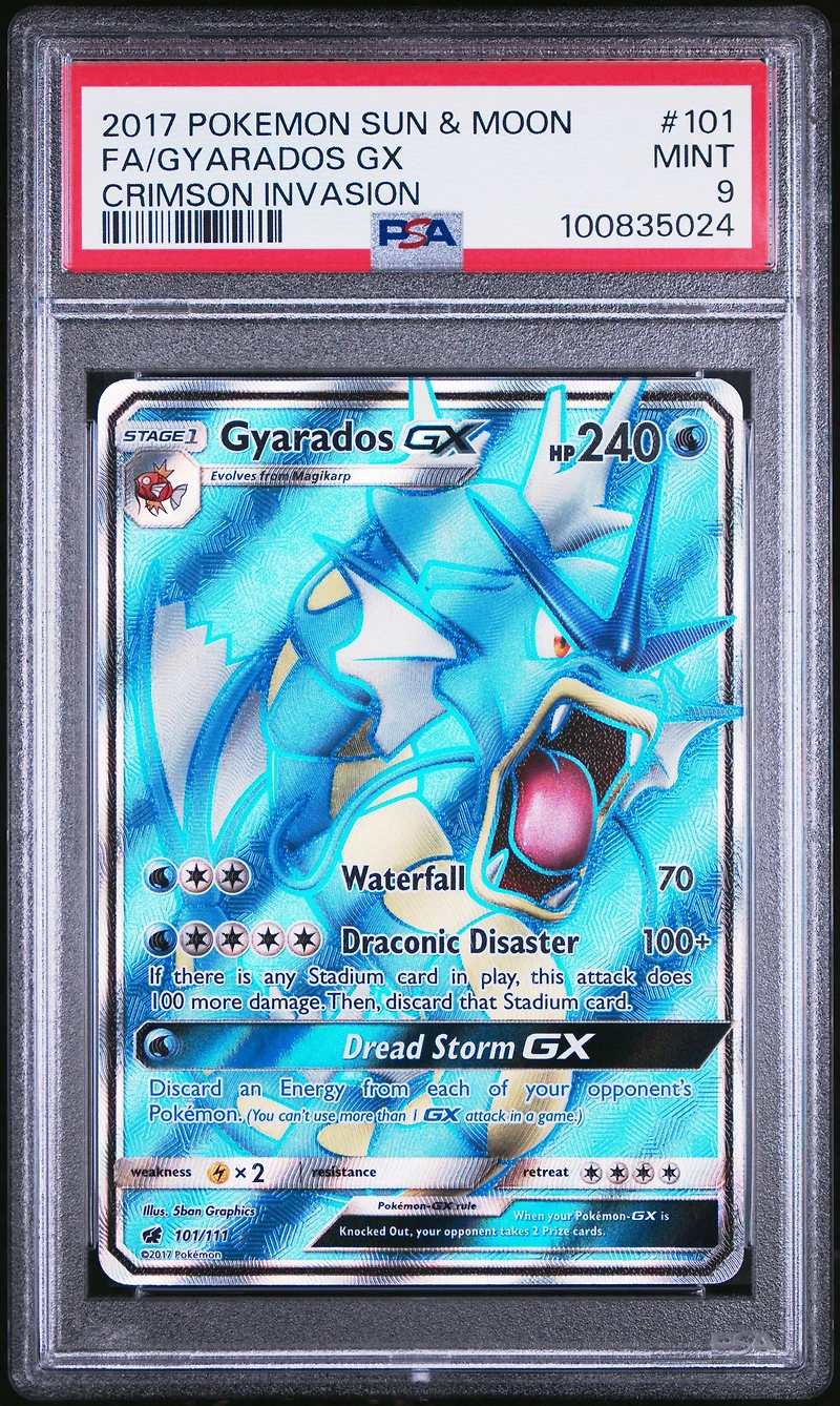 2017 Pokemon Sun & Moon Crimson Invasion 101 Full Art/gyarados Gx PSA