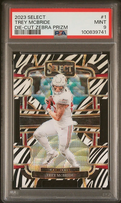 2023 Panini Select 1 Trey Mcbride Die-cut Zebra Prizm PSA 9