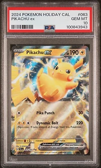 2024 Pokemon Holiday Calendar 063 Pikachu Ex PSA 10