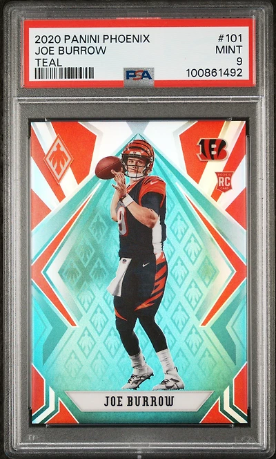 2020 Panini Phoenix 101 Joe Burrow Teal PSA 9