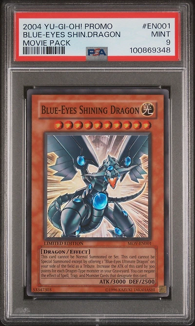 2004 Yu-gi-oh! Promo En001 Blue-eyes Shining Dragon Movie Pack PSA