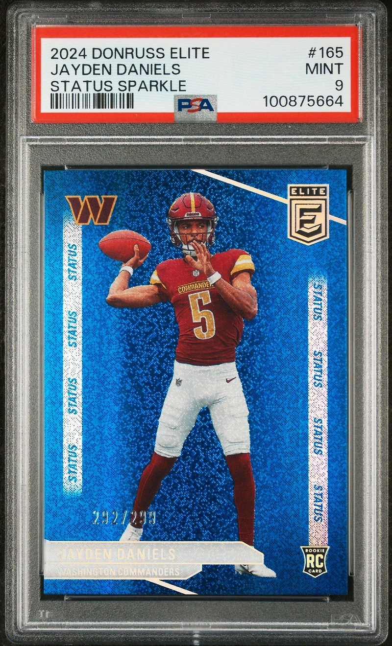 2024 Panini Donruss Elite 165 Jayden Daniels Status Sparkle PSA 9