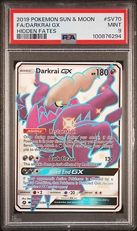 2019 Pokemon Sun & Moon Hidden Fates Sv70 Full Art/darkrai Gx PSA