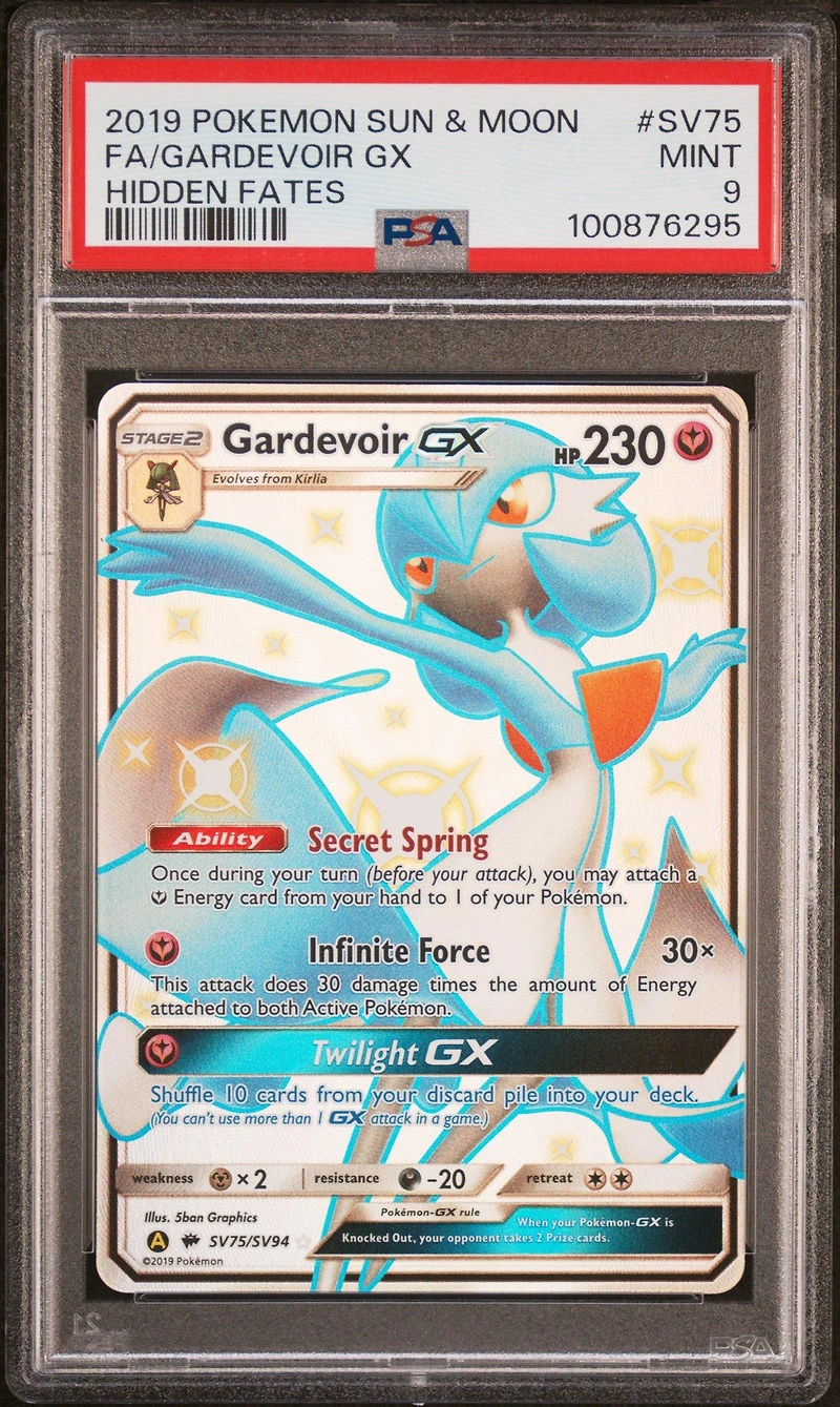 2019 Pokemon Sun & Moon Hidden Fates Sv75 Full Art/gardevoir Gx PSA