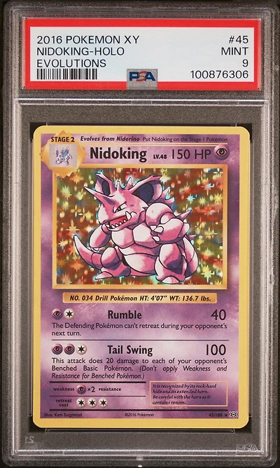 2016 Pokemon Xy Evolutions 45 Nidoking-holo PSA