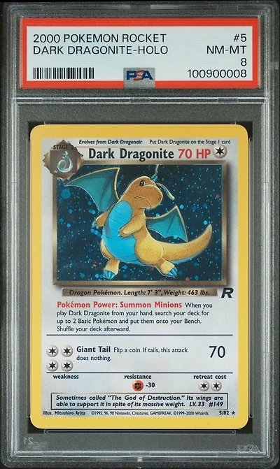 2000 Pokemon Rocket 5 Dark Dragonite-holo PSA