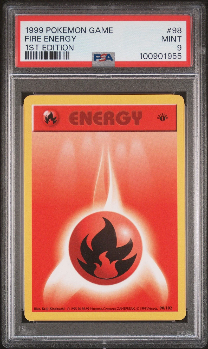 1999 Pokemon Game 98 Fire Energy 1st Edition PSA