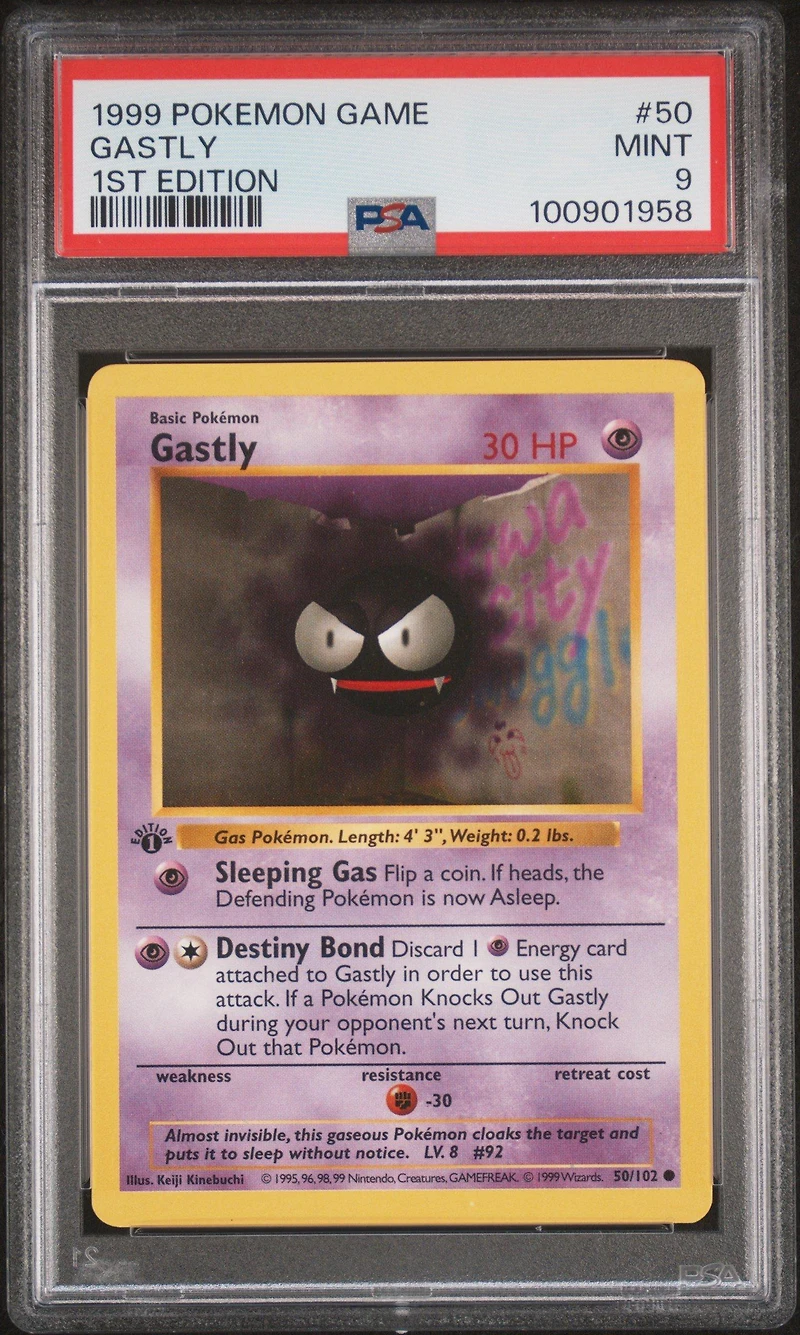 1999 Pokemon Game 50 Gastly 1st Edition PSA