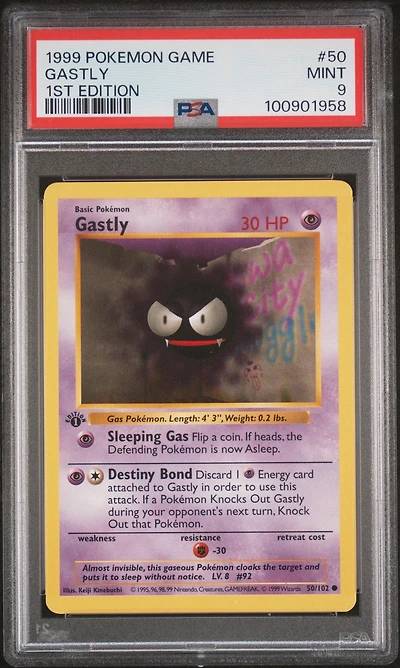 1999 Pokemon Game 50 Gastly 1st Edition PSA