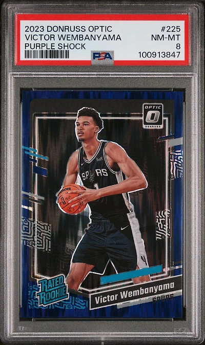 2023 Panini Donruss Optic 225 Victor Wembanyama Purple Shock PSA