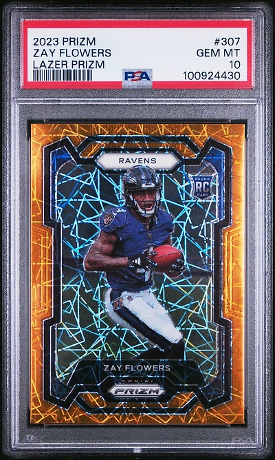 2023 Panini Prizm 307 Zay Flowers Lazer Prizm PSA 10