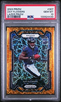 2023 Panini Prizm 307 Zay Flowers Lazer Prizm PSA 10