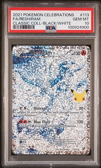 2021 Pokemon Celebrations Classic Collection 113 Full Art/reshiram PSA