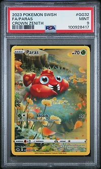 2023 Pokemon Sword And Shield Crown Zenith Gg32 Full Art/paras PSA 9