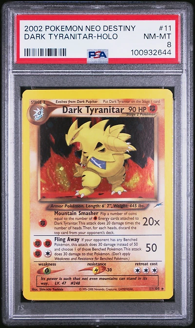 2002 Pokemon Neo Destiny 11 Dark Tyranitar-holo PSA