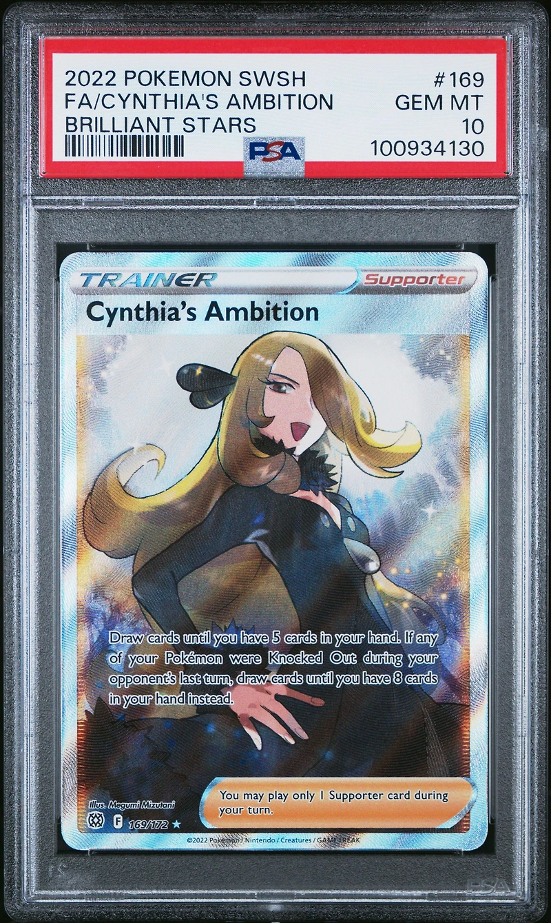 2022 Pokemon Sword & Shield Brilliant Stars 169 Full Art/cynthia's Ambition PSA