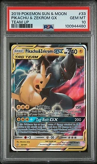 2019 Pokemon Sun & Moon Team Up 33 Pikachu & Zekrom Gx PSA