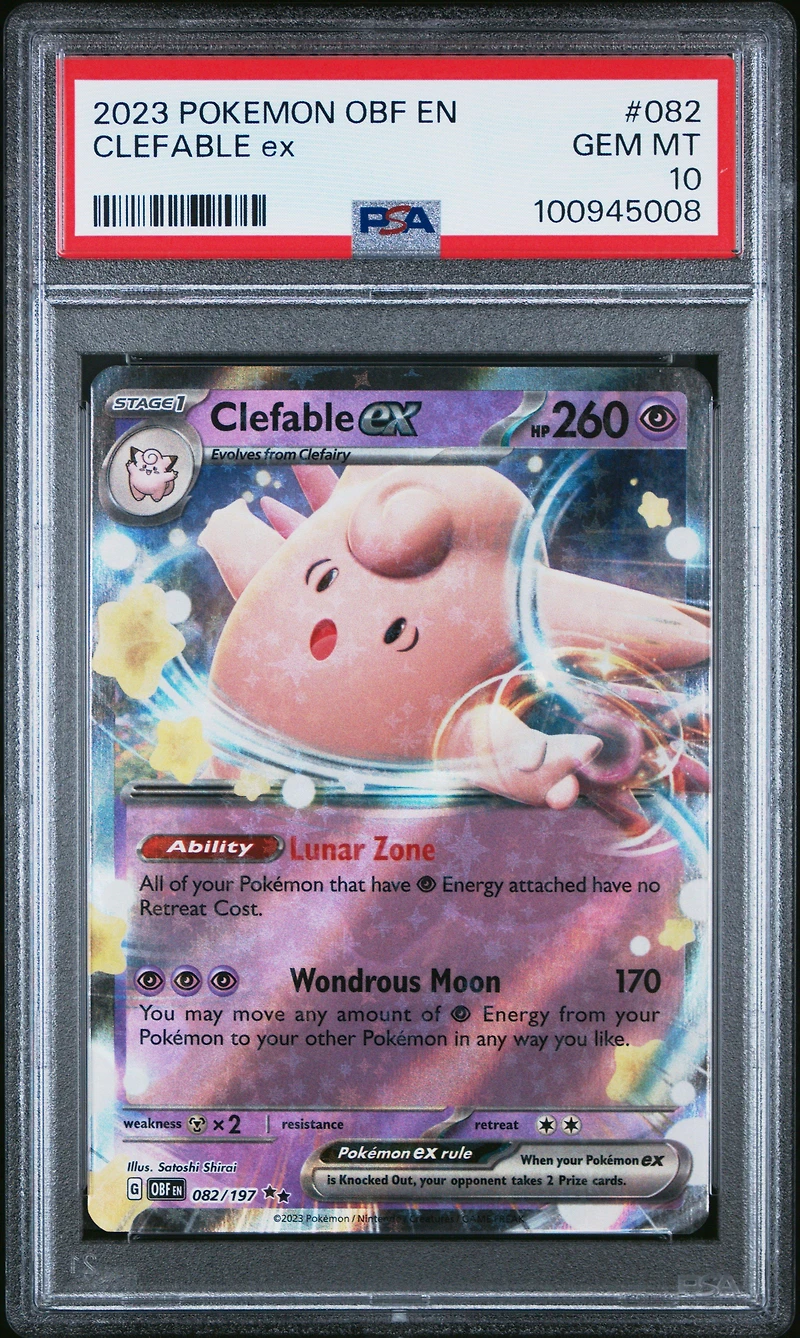 2023 Pokemon Obf En-obsidian Flames 082 Clefable Ex PSA