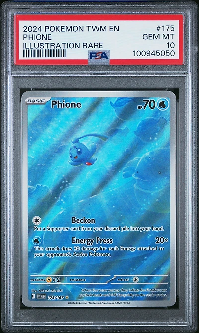 2024 Pokemon Twm En-twilight Masquerade 175 Phione Illustration Rare PSA