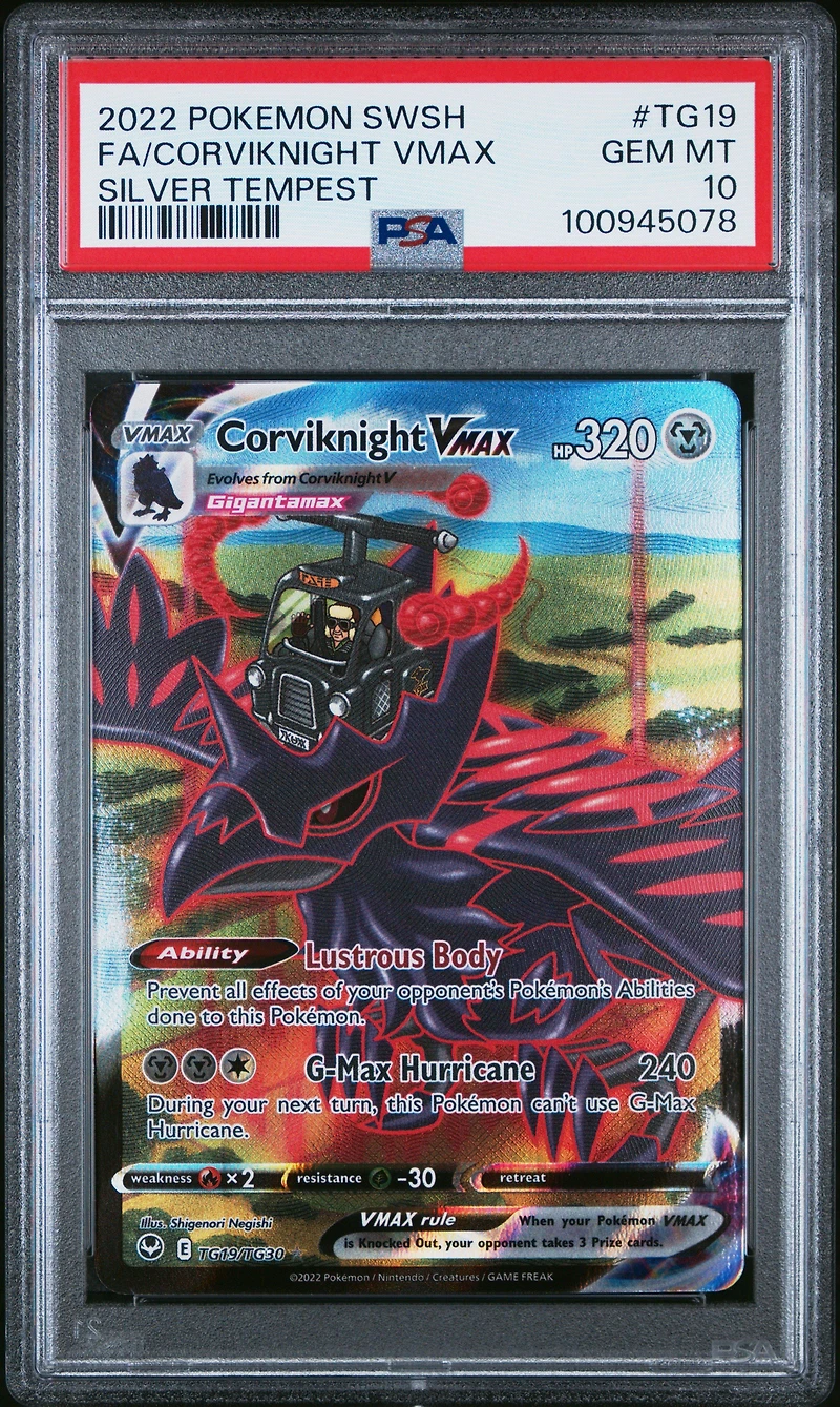 2022 Pokemon Sword & Shield Silver Tempest Tg19 Full Art/corviknight Vmax PSA 10