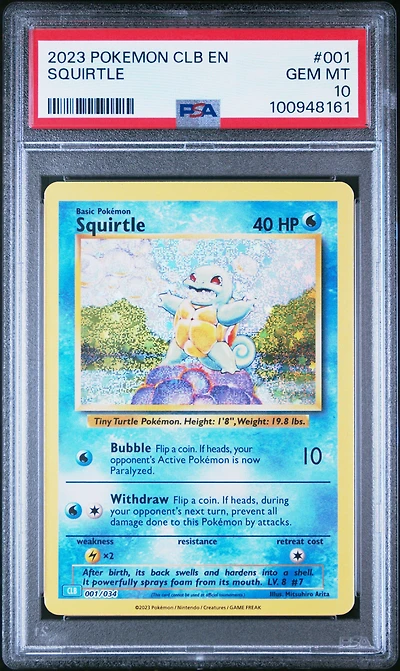 2023 Pokemon Clb-trading Card Game Classic Blastoise & Suicune Ex Deck 001 Squirtle PSA