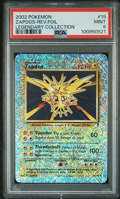 2002 Pokemon Legendary Collection 19 Zapdos-reverse Foil PSA