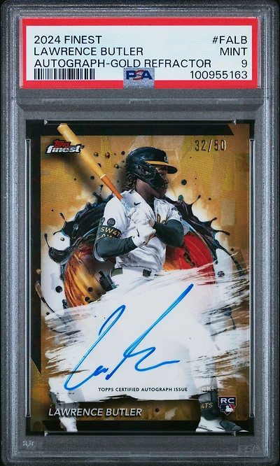 2024 Topps Finest Finest Autographs Falb Lawrence Butler Gold Refractor PSA 9