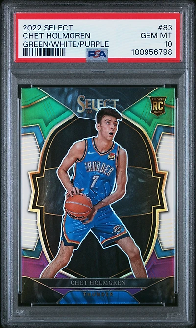 2022 Panini Select 83 Chet Holmgren Green/white/purple PSA 10