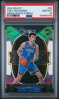 2022 Panini Select 83 Chet Holmgren Green/white/purple PSA 10
