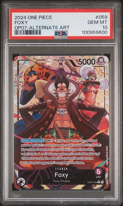 2024 One Piece Op07-500 Years In The Future 059 Foxy Alternate Art PSA 10