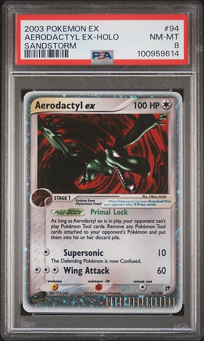2003 Pokemon Ex Sandstorm 94 Aerodactyl Ex-holo PSA 8