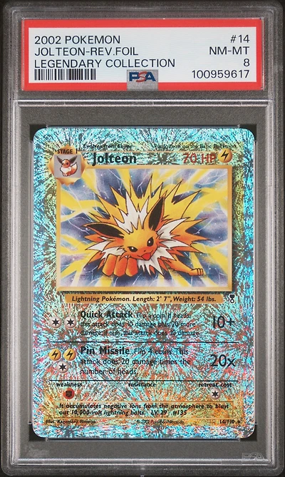 2002 Pokemon Legendary Collection 14 Jolteon-reverse Foil PSA 8