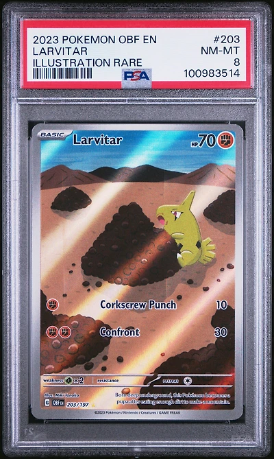 2023 Pokemon Obf En-obsidian Flames 203 Larvitar Illustration Rare PSA