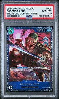 2024 One Piece Promos 008 Roronoa Zoro Treasure Cup-top Prize PSA 10