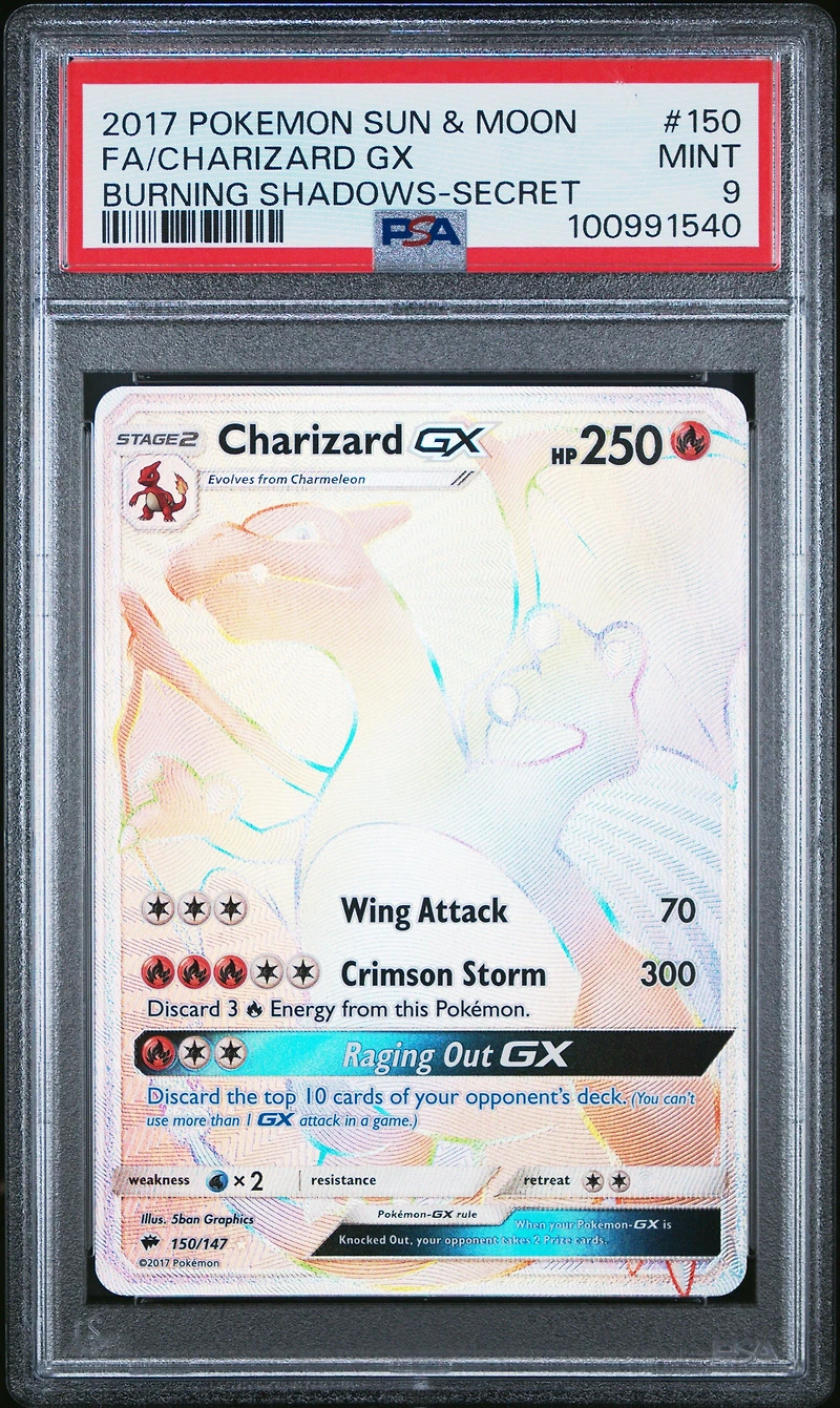 2017 Pokemon Sun & Moon Burning Shadows 150 Full Art/charizard Gx Secret PSA