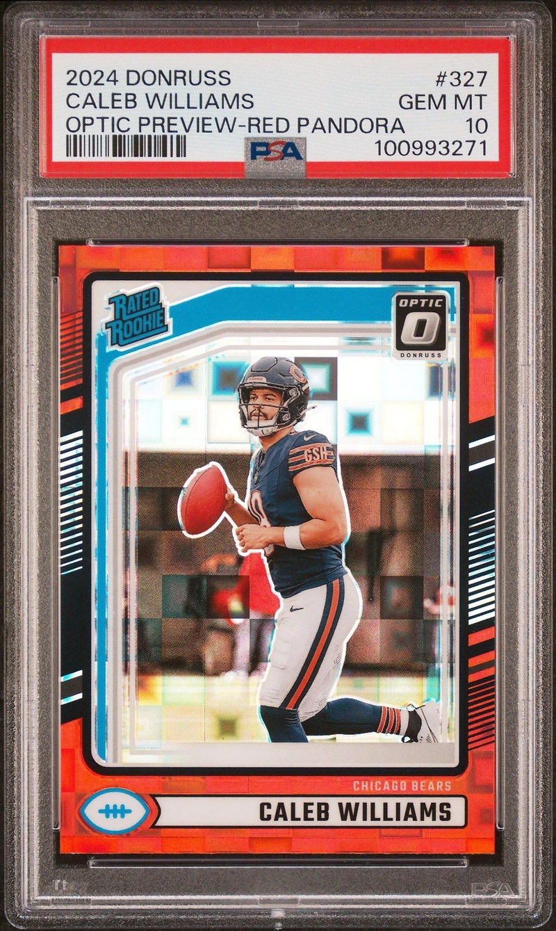 2024 Panini Donruss 327 Caleb Williams Optic Preview-red Pandora PSA