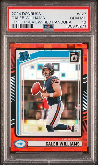 2024 Panini Donruss 327 Caleb Williams Optic Preview-red Pandora PSA