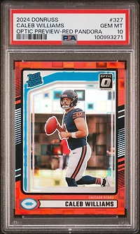 2024 Panini Donruss 327 Caleb Williams Optic Preview-red Pandora PSA