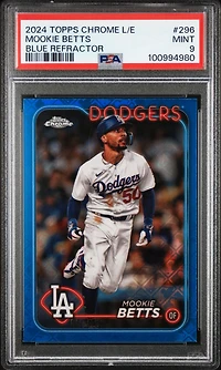 2024 Topps Chrome Logofractor Edition 296 Mookie Betts Blue Refractor PSA 9