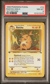 1999 Pokemon Fossil 14 Raichu-holo 1st Edition PSA