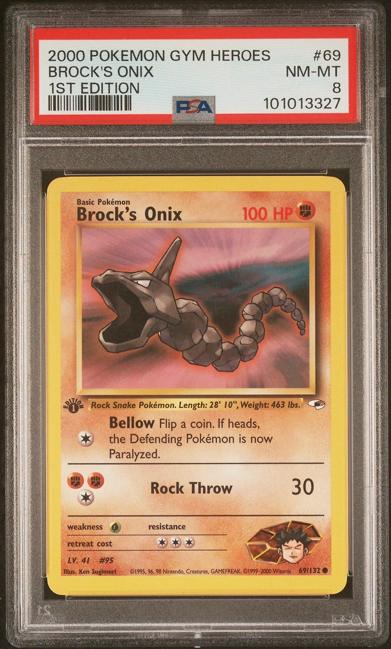 2000 Pokemon Gym Heroes 69 Brock's Onix 1st Edition PSA