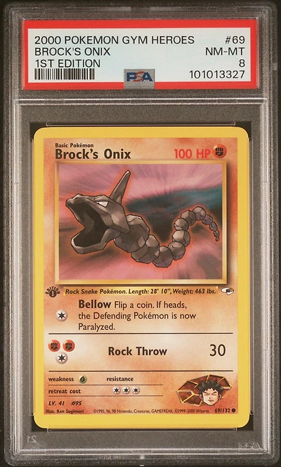 2000 Pokemon Gym Heroes 69 Brock's Onix 1st Edition PSA