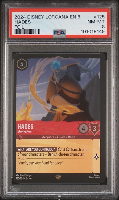 2024 Disney Lorcana En 6-azurite Sea 125 Hades - Strong Arm Foil PSA 8