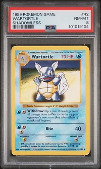 1999 Pokemon Game 42 Wartortle Shadowless PSA